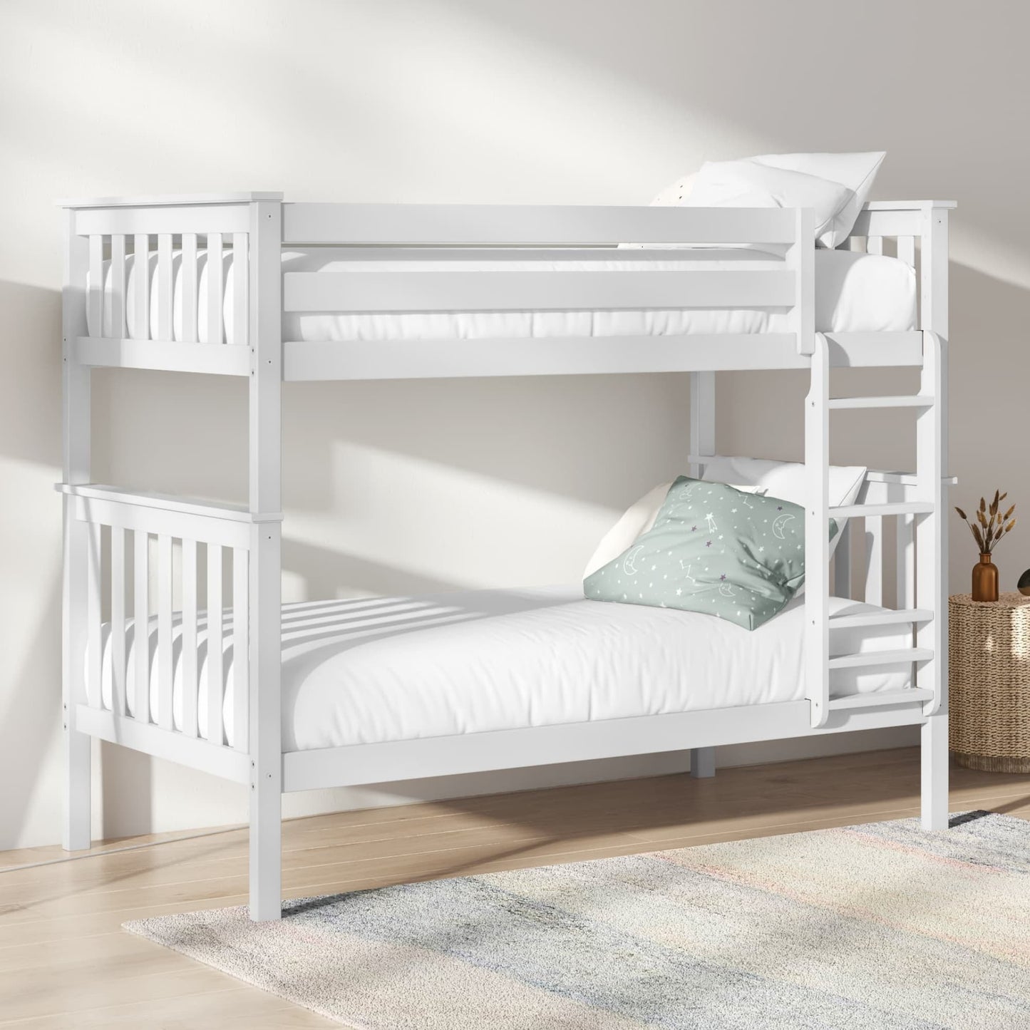 The Leesa Bawn Bunk Bed in a bedroom.