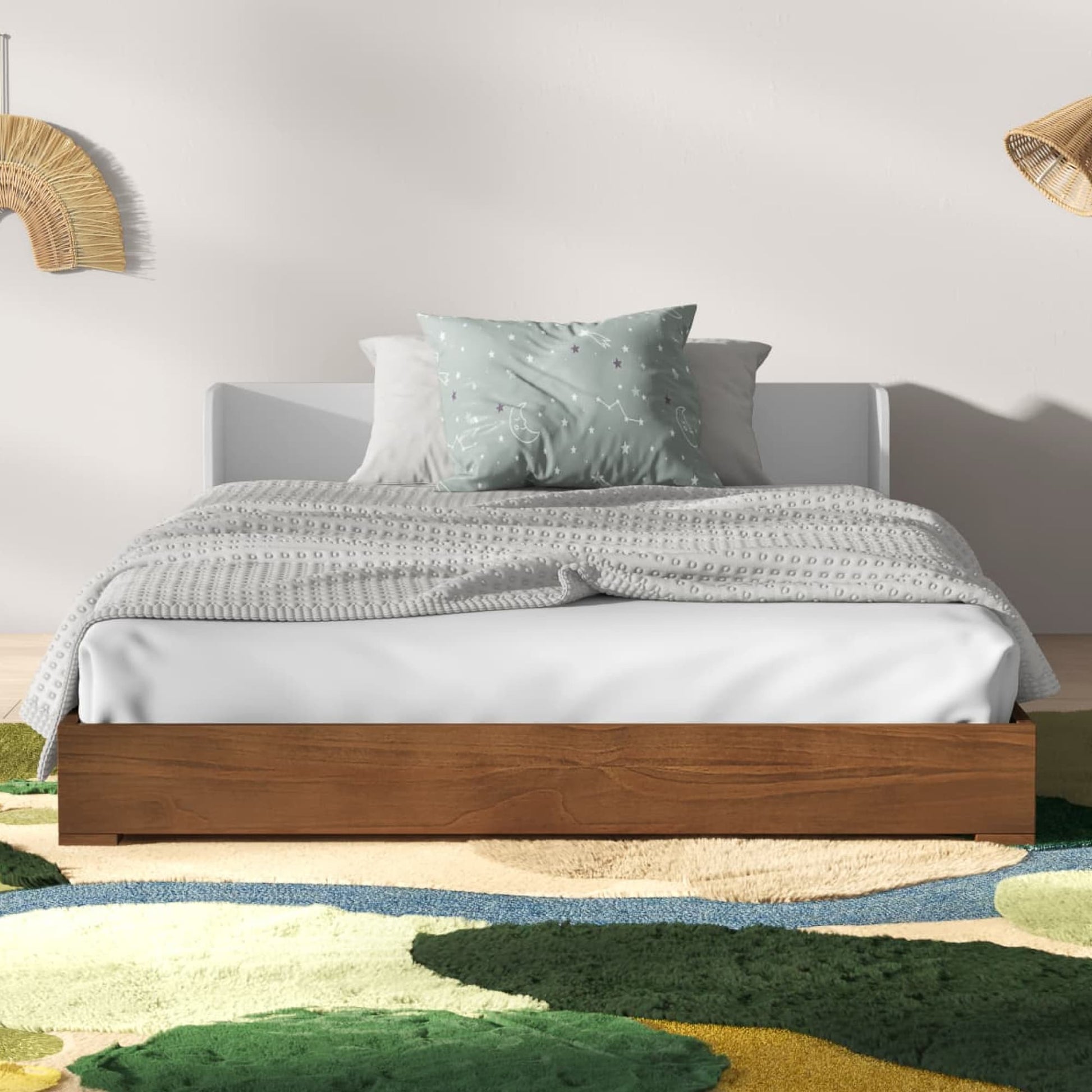 The Leesa Sprig Modern Kids Bed in a bedroom.
