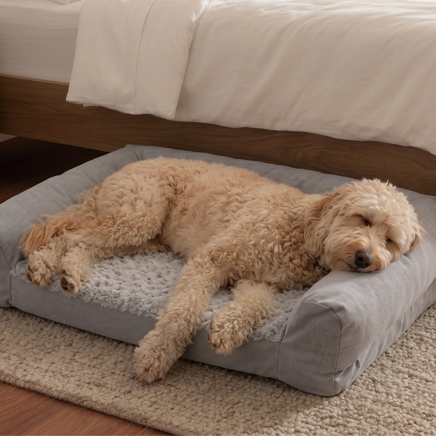 Plush Bolster Pet Bed