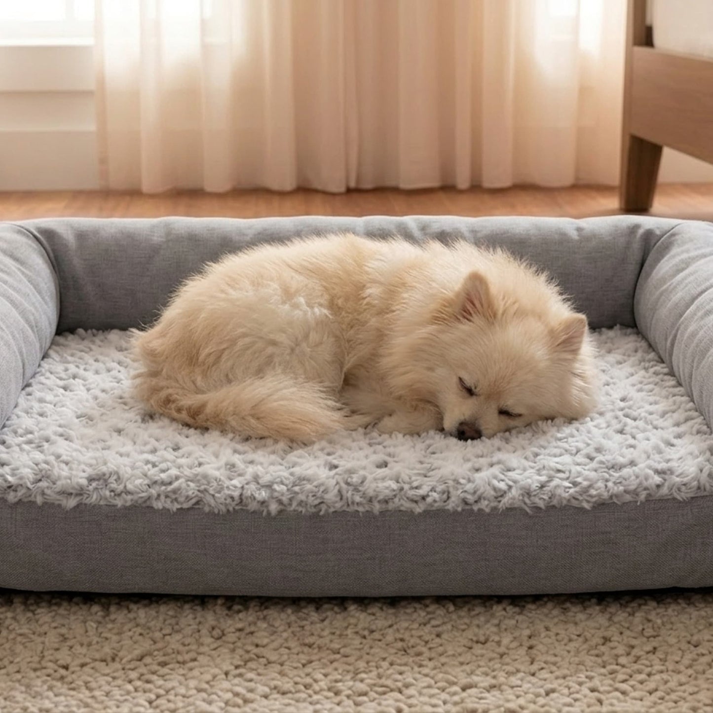 Plush Bolster Pet Bed