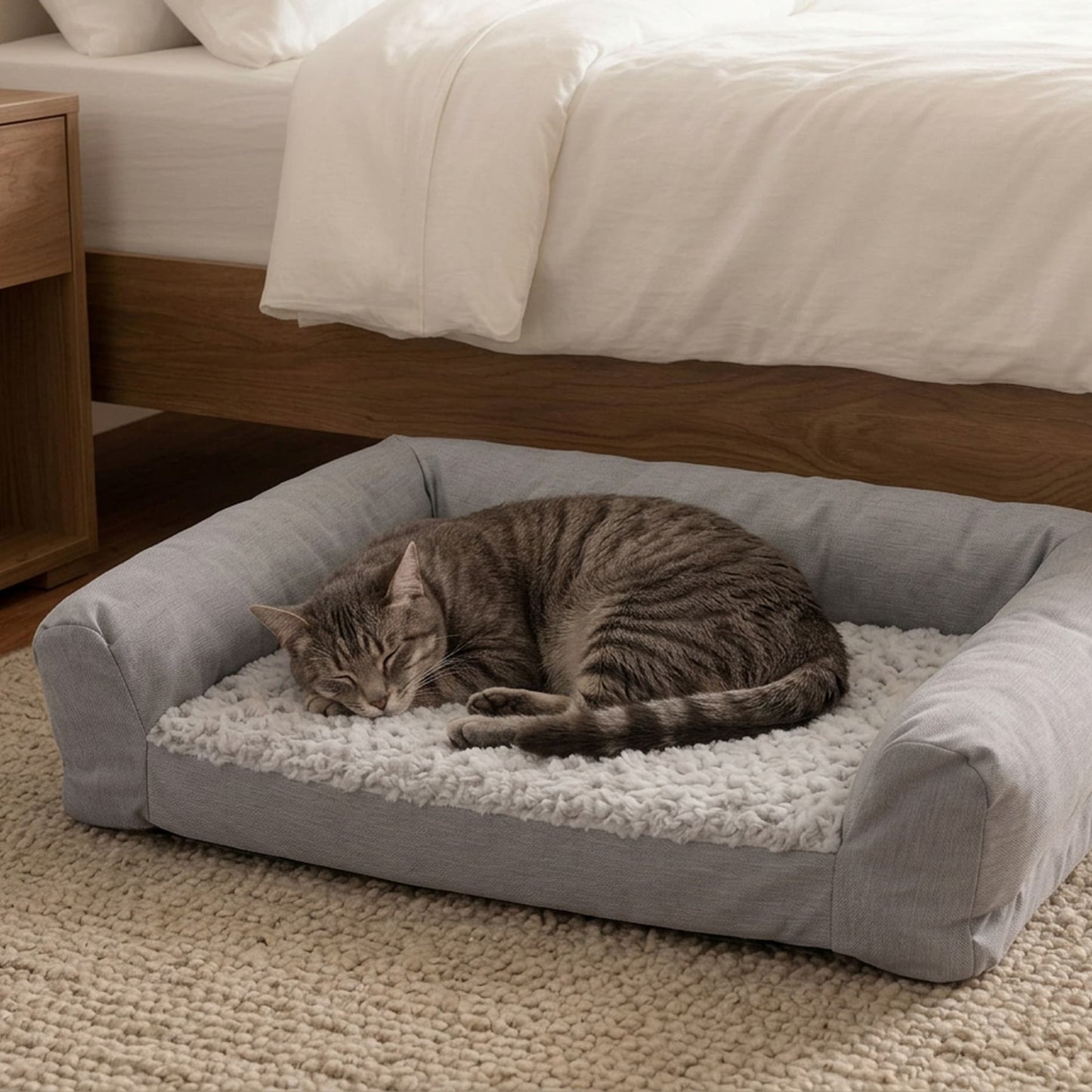 Plush Bolster Pet Bed